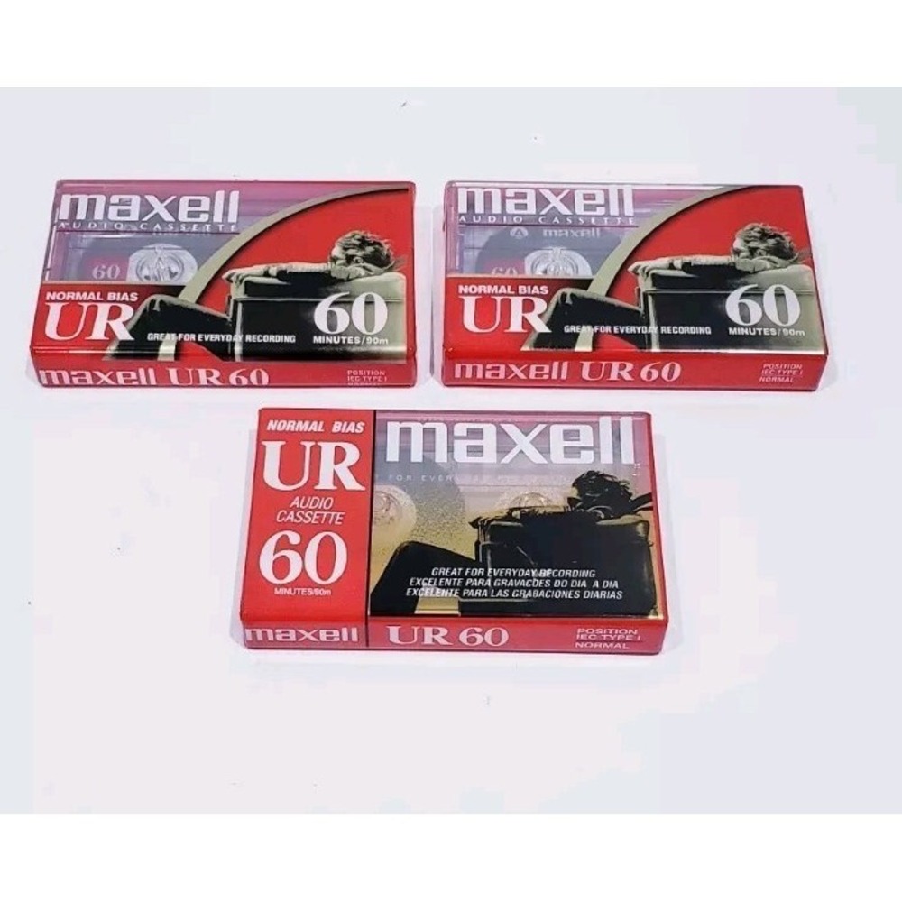 Lot Of 3 Maxell UR60 Audio Cassette Tape 60 Minutes Recording Normal Bias